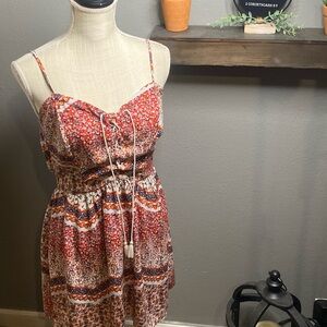 Bohemian Red and Brown Patterned Dress
